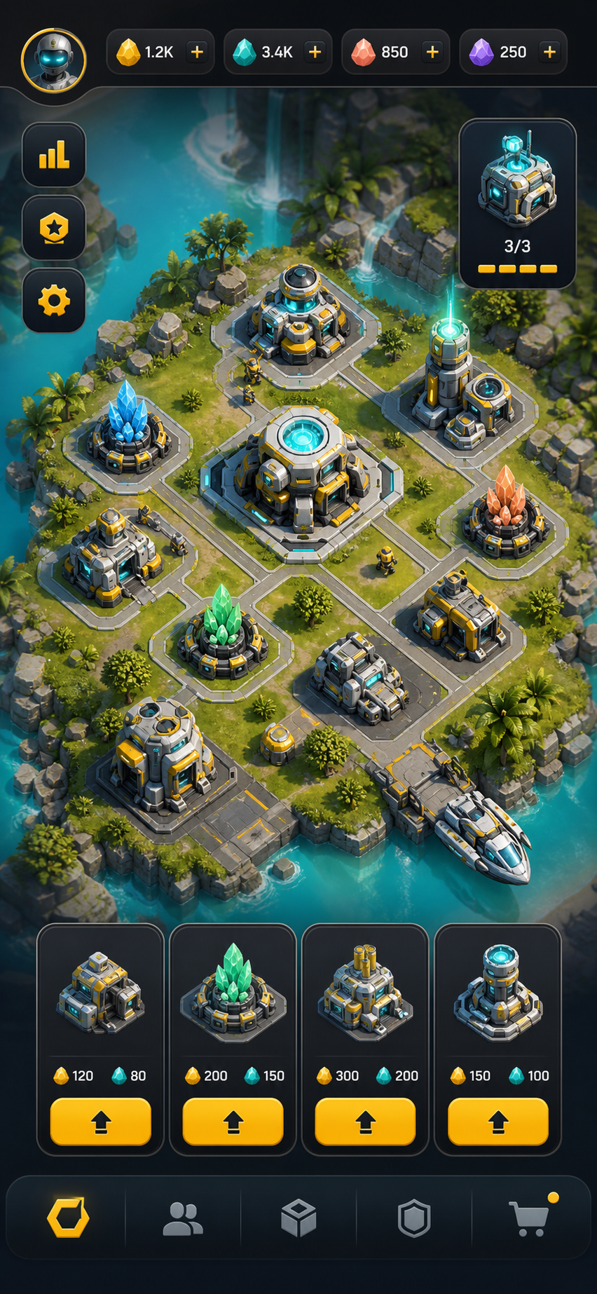 Imaginary island resource strategy mobile game interface